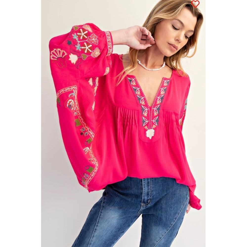 Easel - Poly Dobby Embroidered Top - Small - Picture 3 of 5